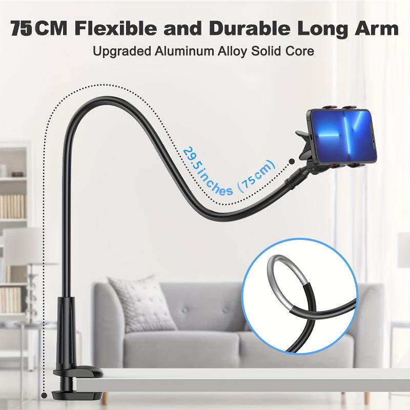 Gooseneck Cell Phone Holder, Universal 360 Flexible Phone Stand Lazy Bracket Mount Long Arms Clamp For Phone 13 Pro Xs Max XR X 8 7 6 6s Plus And Other 3.5~6.7'' Device.