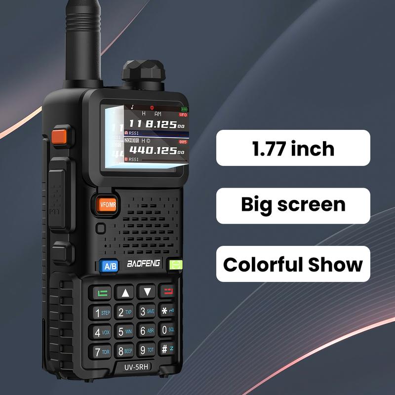 BAOFENG UV-5RH (Upgrade of UV-5R) GMRS Ham Radio, Long Range Walkie Talkies Survival Emergency Gear, Handheld Two Way Radio with NOAA Weather, 999 Channels,Copy Frequency,USB-C Charging,Support Chirp,Video & Audio Produc(Black, Full Kits)