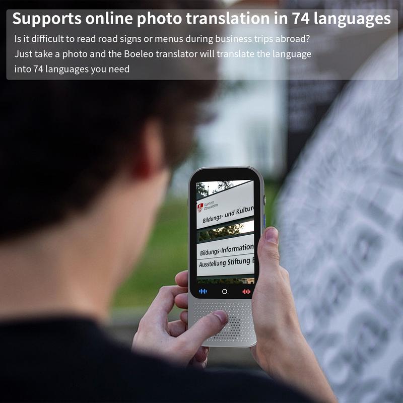 Language Translator Device No WiFi Needed, Portable AI Voice Translator with ChatGPT, Supports Two-Way Real-Time Translation in 138 Languages, Instant AI Translation Device with Offline and Photo Translation, Ideal for Travel, Business, and Learning