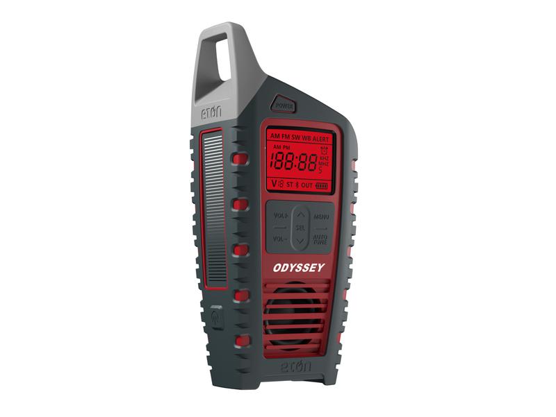 Eton Adventure Series Odyssey- Multi-Powered All-Band Radio (AM FM, Weather, NOAA, Shortwave) Bluetooth, Solar Powered, Battery Powered, LED Flashlight, Phone Charger, IPX4, Emergency Beacon, Commitment to Preparedness Audio Rechargeable