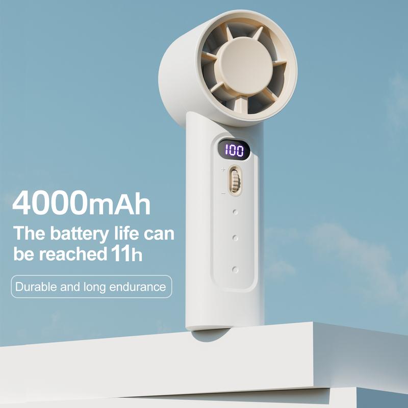 High speed Portable Handheld Fan: Speed Adjustable (1-100) Mini Fan with Digital Display and 4000mAh Rechargeable Battery