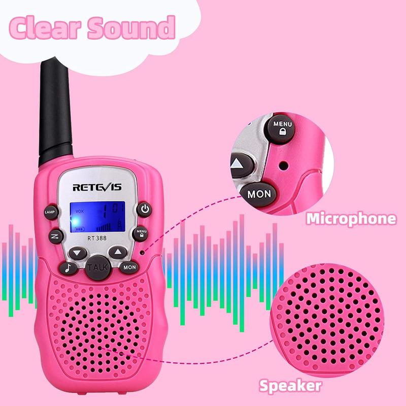 Walkie Talkies for , Toys Long Range 2 Way Radio, Walkie Talkie for Birthday Gifts Outdoor Camping Family Trip(Pink 1 Pair).Safety light Clear calls  Easy to operate   Christmas gift