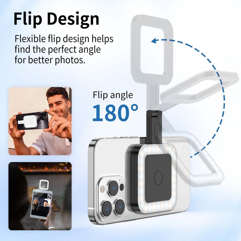 360° Magnetic Selfie Square Light for Magsafe, LED Portable Pocket Light, Live Broadcast & Photography Makeup Light for iPhone Smartphone, Suitable for Vlogs Video Conference