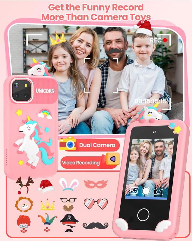 [Free shipping] 32GB SD Card Smartphone Toy for Kids, Birthday Gift Unicorn Toy Phone, Touch Screen HD Dual Camera Kids Phone, Travel Toy Preschool Learning Toy Mobile Educational