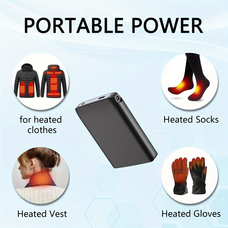 2 Pcs 5000mAh 5V 2.1A Rechargeable Battery Pack with DC and USB Output Ports for Heated Sock, Gloves, and Vest - Portable Power Bank