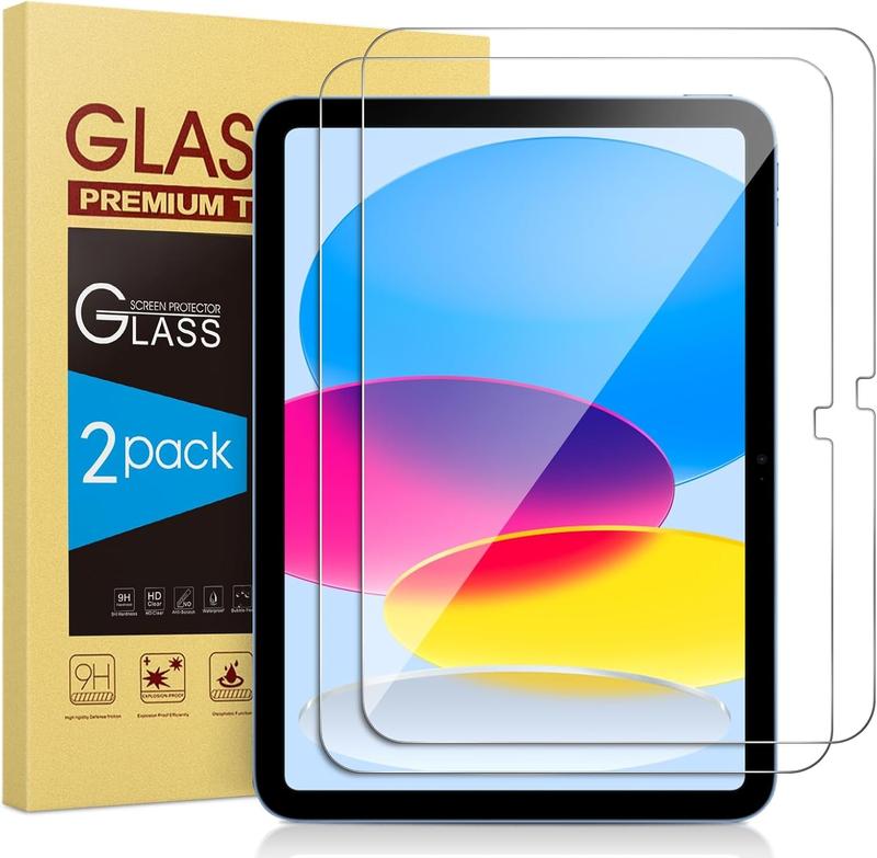 Screen Protector Compatible with iPad 10th Generation 10.9 inch (2022 Models), 2 Pack 9H Hardness Tempered Glass for iPad 10 with Case Friendly, Anti-Scratch, Touch