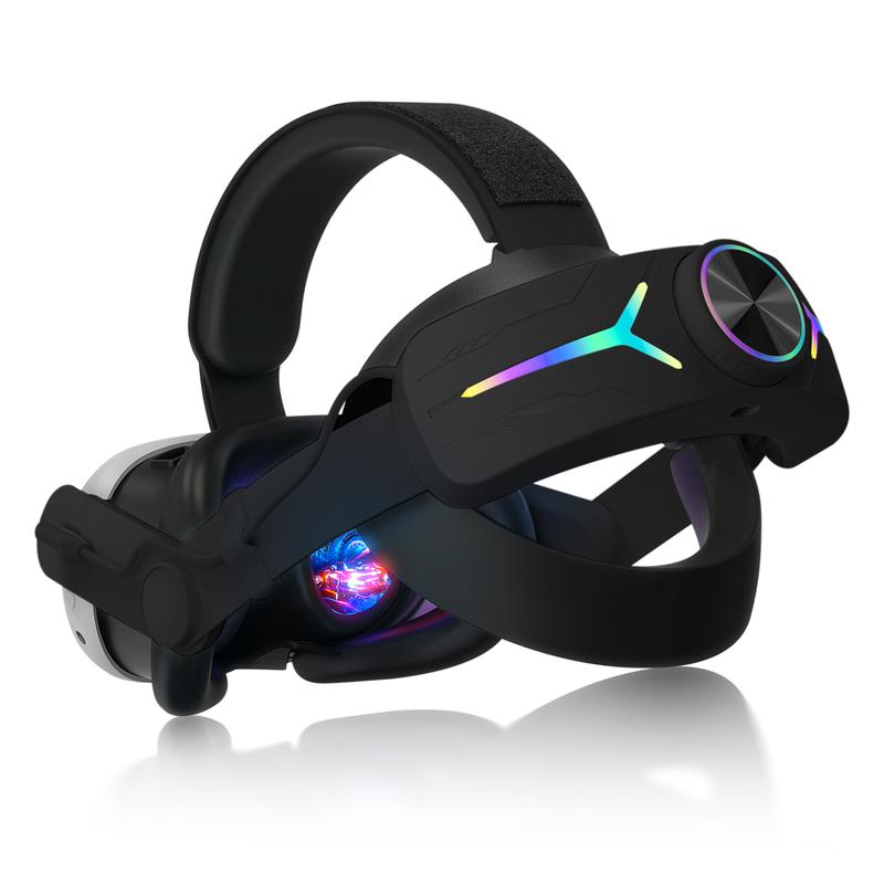 Orzero Head Strap Accessories Compatible for Quest 3 with Extended 8000mah Battery Pack, Fast Charging 9V 2A Extended Gaming Time with RGB Light - Black