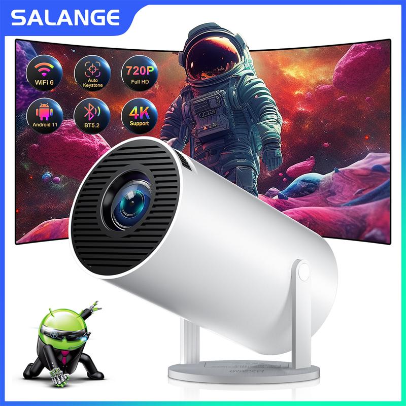 Salange Smart Protable Projector HY300 Android 11 Native 720P Support 4K Mini Projetor Dual Wifi6 BT5.2 Home Cinema Sound Speaker Outdoor Projetor