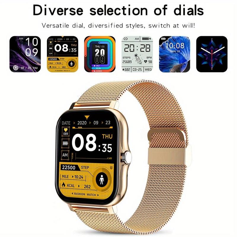 HD Touchscreen Smartwatch Compatible with Apple and Android Phones, comes with dual interchangeable straps, a perfect gift for men&women Wristwatch