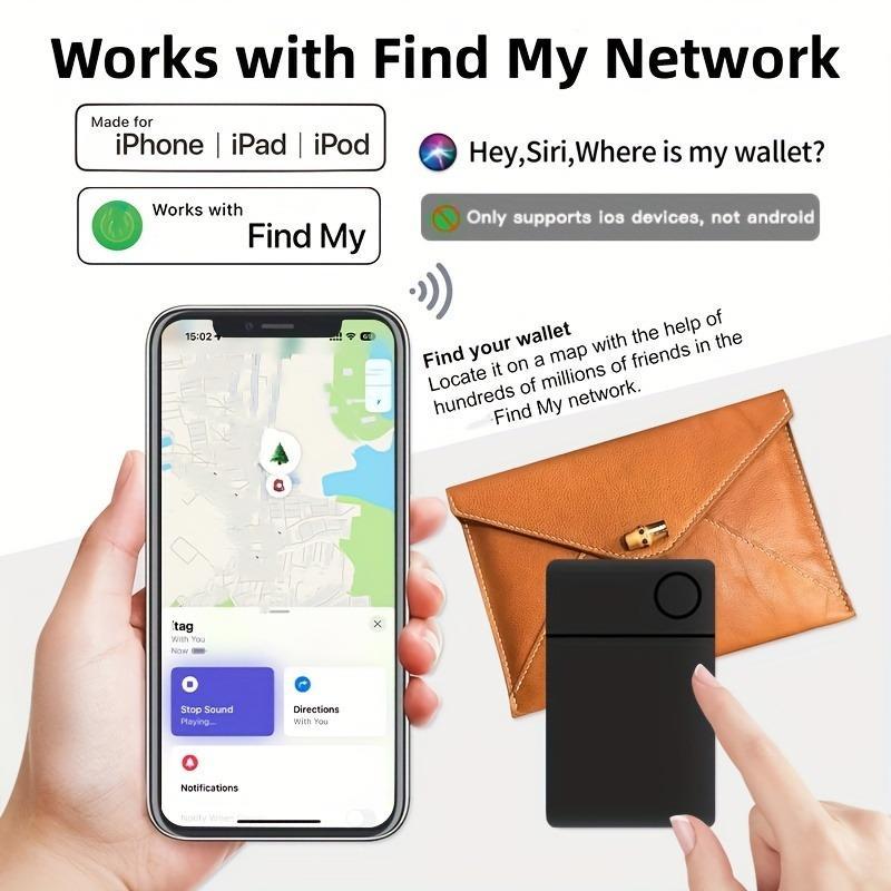 Magnetic Ultra-thin Card Anti-lost Tracker, Air Tag Tracking Device, Anti-lost Card for Apple Find, Compatible with All Apple Devices, Stocking Fillers Gift