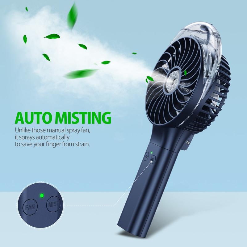 PANERGY Portable Handheld Misting Fan, Battery Operated Personal Spray Water Mist Fan, Rechargeable Mister Fan, Mini Foldable Travel Usb Fan Mobile