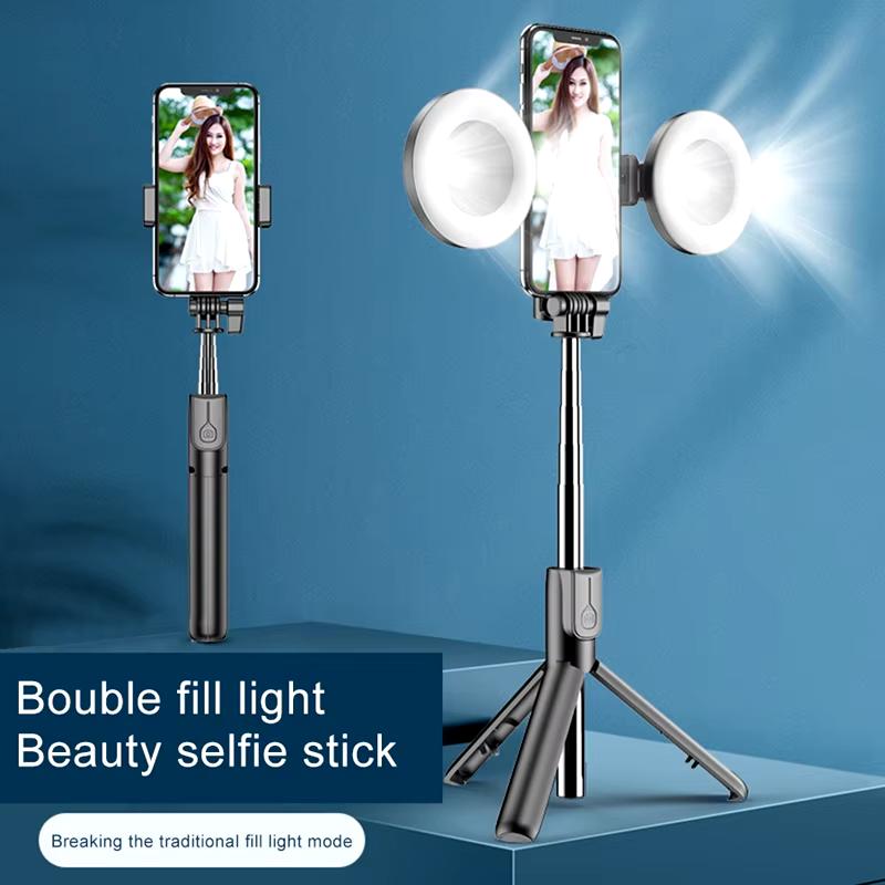 Ultimate 6 in 1 Bluetooth Wireless Selfie Stick Portable Ring Fill Light Folding Stand for Iphone Makeup Video Live Studio