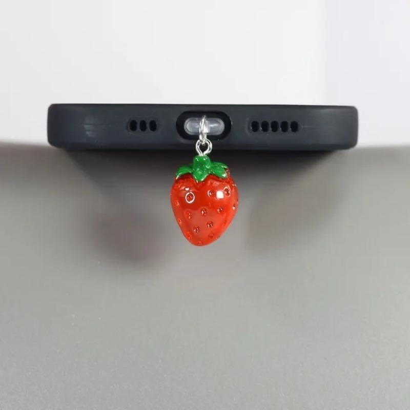 Cute Strawberry Peach Design Phone Dust Plug (1 Count), Creative Phone Dust Plug, Phone Accessories for iPhone & Samsung