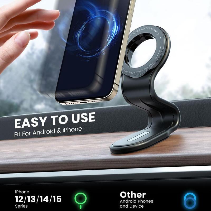 Car Magnetic Phone Holder, Flexible Bendable Aluminum Arm Magnetic Phone Holder, Car Dashboard Cell Phone Mount for iPhone 15 14 13 Pro Max Mini