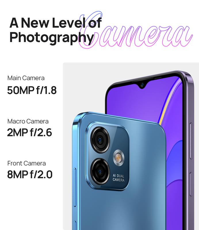 Note 16 Pro NFC Unlocked NFC Mobile Cellphones,  12GB+ 128GB, 4400 mAh Battery, 6.52 ''FHD Display , Android 13, 50MP + 8MP,  8-Core Processor, Dual Sim  4G LTE Smartphone, Splash Proof,Fingerprint &Face Unlock -Purple,Black,Blue US Version