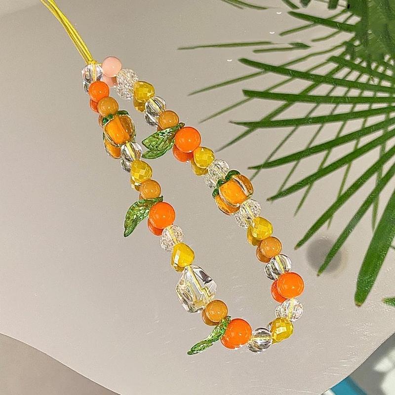 Creative Fruit Design Phone Lanyard, Cute Beaded Bracelet Lanyard, Anti-lost Phone Chain, Phone Accessories for iPhone Samsung