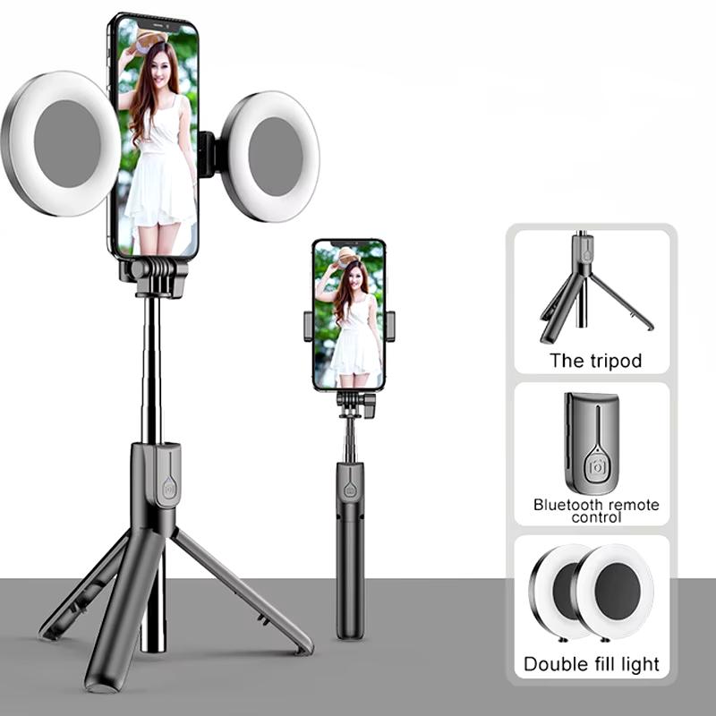 Ultimate 6 in 1 Bluetooth Wireless Selfie Stick Portable Ring Fill Light Folding Stand for Iphone Makeup Video Live Studio