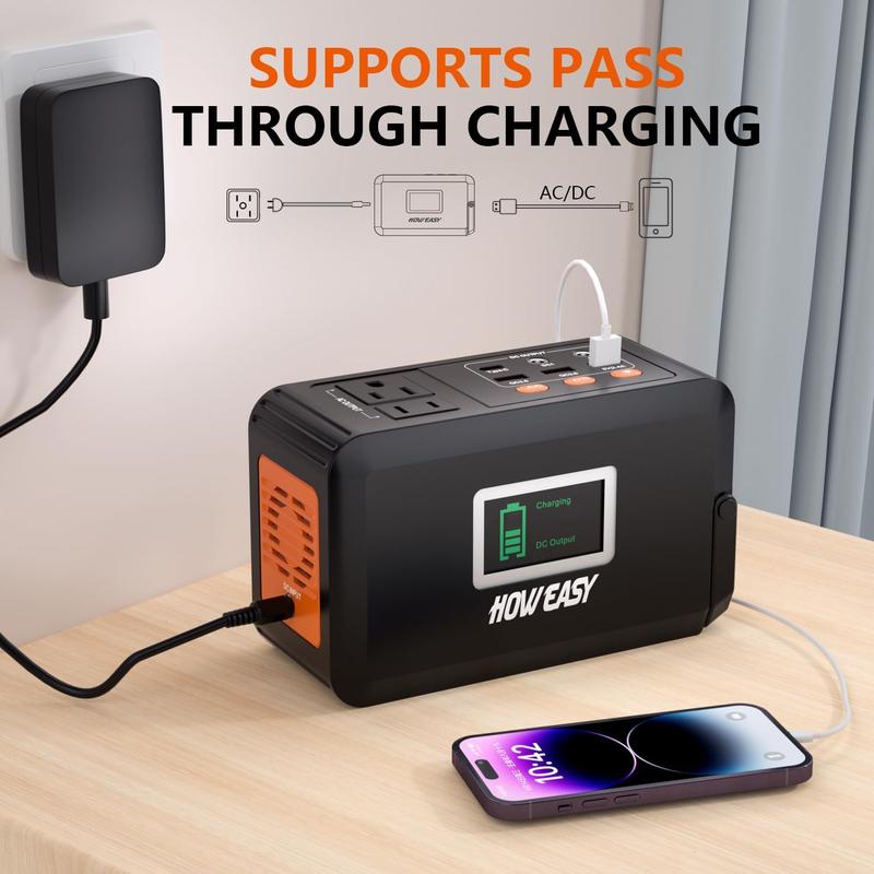 HOWEASY Portable Power Bank withAC Outiet, Peak 120W 110V PortableLaptop Battery Bank,24000mAh Charger Power Supply with AC QutletPower Station for Qutdoor CampingHome Office Hurricane Emergency Accessories Phone Smartphone