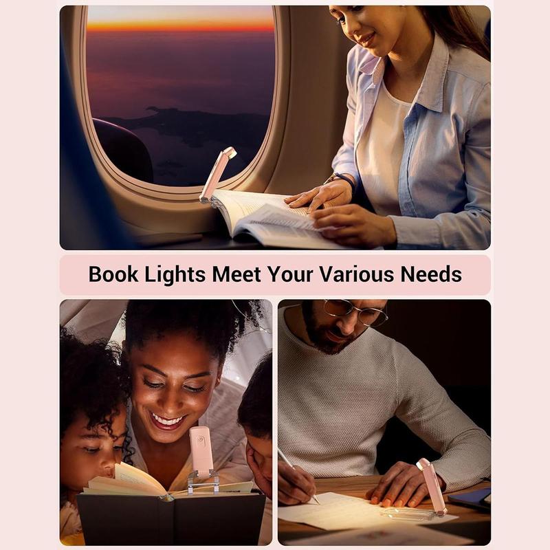 USB Rechargeable Book Light, 1 Count LED Clip on Portable Bookmark Light, Brightness Adjustable Eye-protection Bookmark Light for Reading in Bed, Car