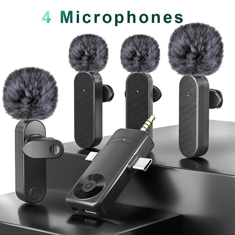 Wireless Microphone for Live Streaming & Podcasting, Rechargeable Wireless Microphone Set, Wireless Portable Microphone Kit Compatible with Multiple Devices