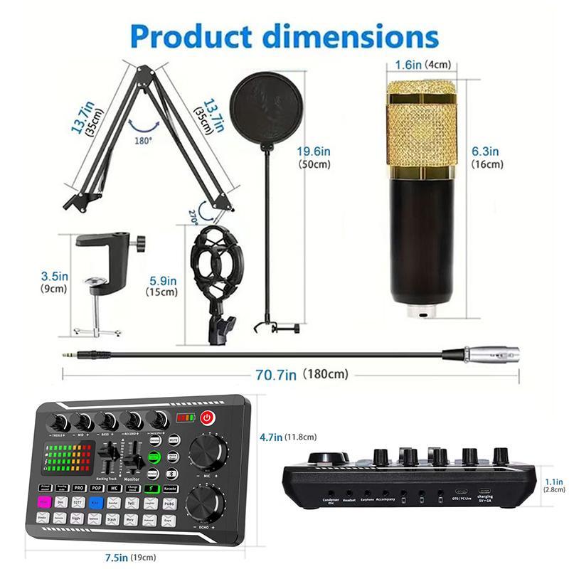 F998 Professional Podcast Equipment Package, 1 Count Wireless Live Audio Equipment, Bluetooth-compatible Audio Podcast Equipment, Game Audio Mixer, Media Audio Mixer, Studio Equipment