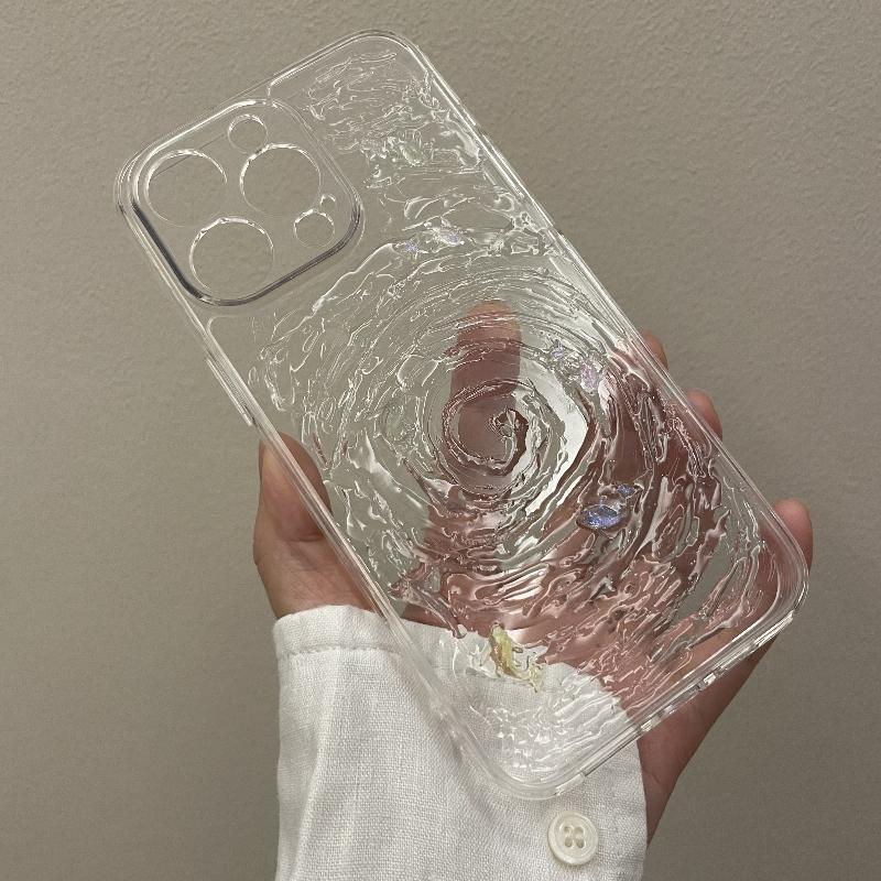 Water Ripple Pattern Clear Phone Case, Creative Handheld Shockproof Decorative Phone Protector Cover, Unique Phone Cases, Phone Accessories Compatible with iPhone 11 Cases iPhone 12 13 14 Pro Max Case iPhone 15 Pro Max Phone Cases