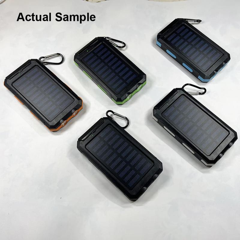 Portable Solar Power Bank, 1 Count 8000mAh Solar Charger with Double Bright LED Flashlight, Multifunction Power Banks for Outdoor Camping