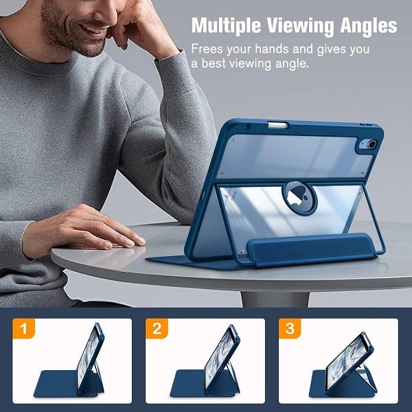 Fintie Multi-Angle Viewing Case for iPad 10th Gen 10.9-inch, Protective Soft TPU Bumper and Clear Back Cover, Built-in Pencil Holder, Auto-Wake Sleep