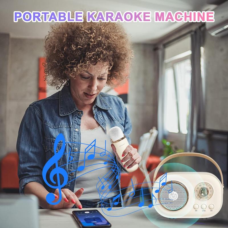 Mini Karaoke machine,Karaoke Machine for  and Adults,Cute Karaoke with Microphone Set ,Portable  Speaker with Microphone,Retro Handheld Style for Family Party Meeting Singing (Yellow)