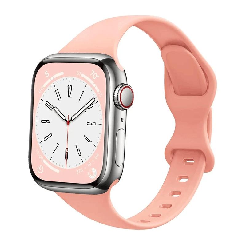 Women's Small Waist Monochrome Silicone Butterfly Buckle Band, Soft Comfortable Breathable Wristband For iWatch Ultra Series Se 9 8 7 6 5 4 3 2 1