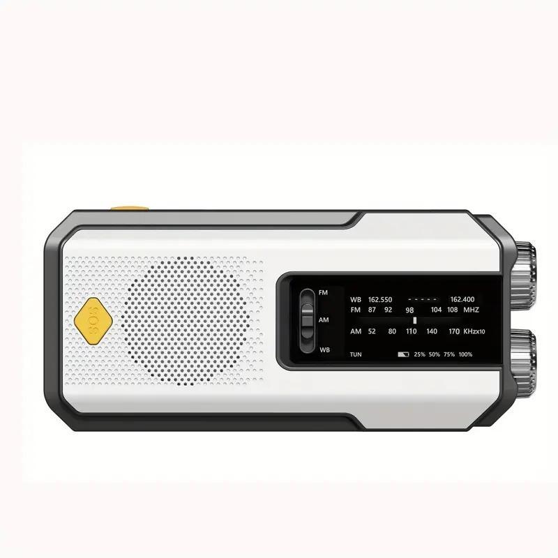 Solar Emergency NOAA Weather Radio, Portable Hand Crank AM FM WB Radio with LED Flashlight & Power Bank & SOS Alarm, 2000mAh Emergency Radio for Smart Phone Charging, Professional Emergency Equipment for Indoor Outdoor Hiking Camping