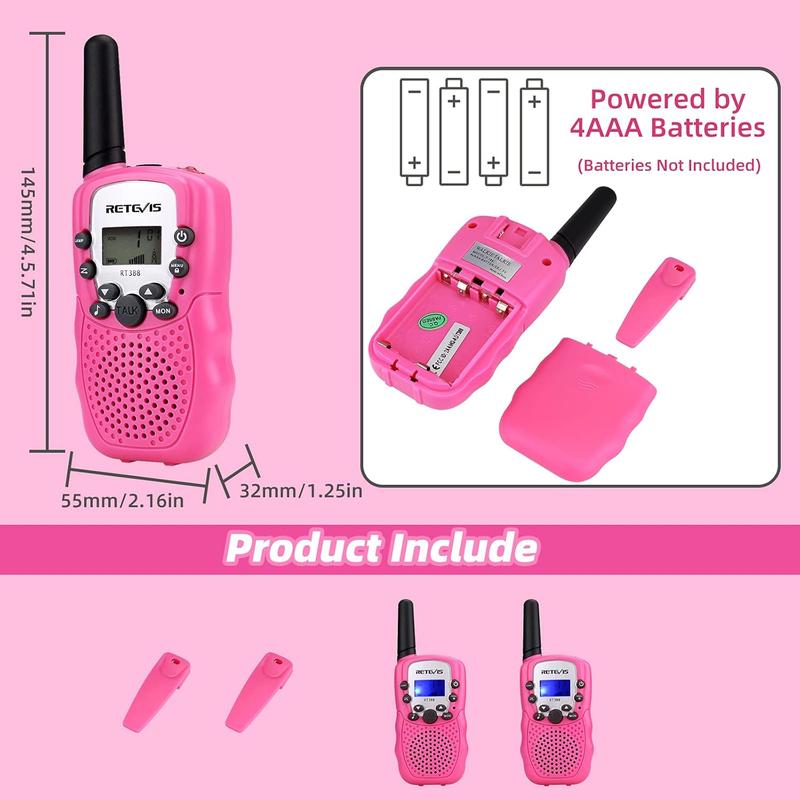 Walkie Talkies for , Toys Long Range 2 Way Radio, Walkie Talkie for Birthday Gifts Outdoor Camping Family Trip(Pink 1 Pair).Safety light Clear calls  Easy to operate   Christmas gift