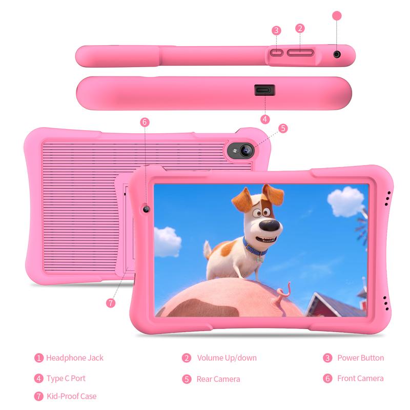 Android 10-Inch Kids Tablet,Quad-Core Processor,32GB Storage, HD IPS Display,6000mAh Battery, Android 12,WiFi 6, Bluetooth , Dual Cameras , Durable Design , Suitable for Ages 3+,Perfect Gift for Kids