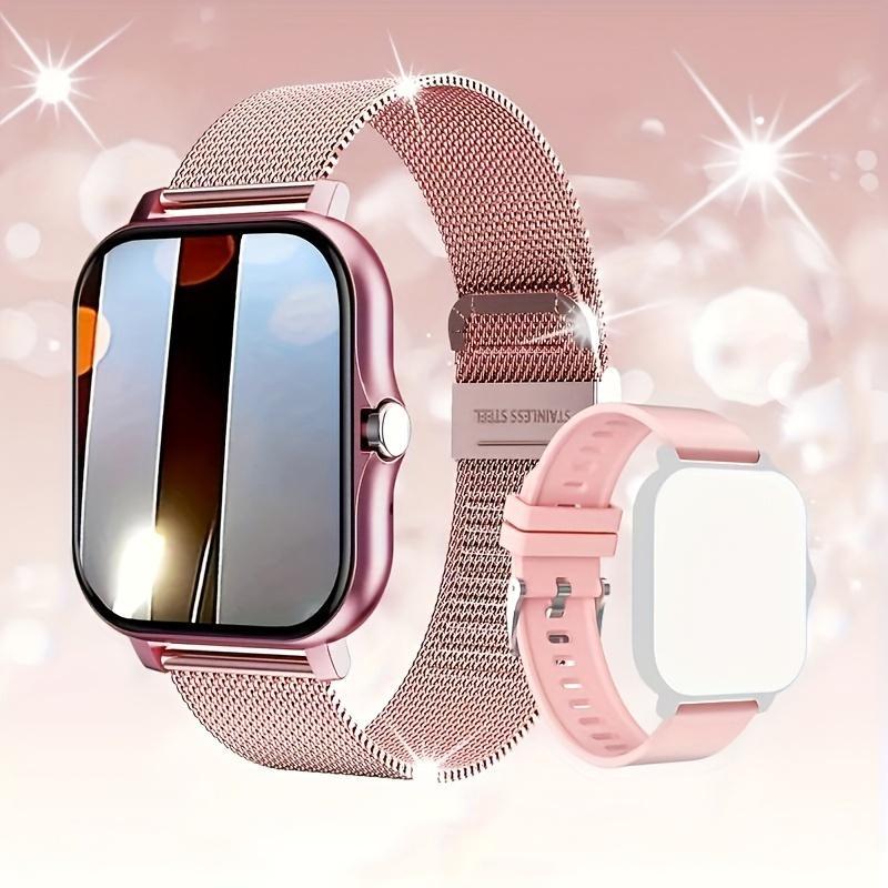 HD Touchscreen Smartwatch Compatible with Apple and Android Phones, comes with dual interchangeable straps, a perfect gift for men&women Wristwatch