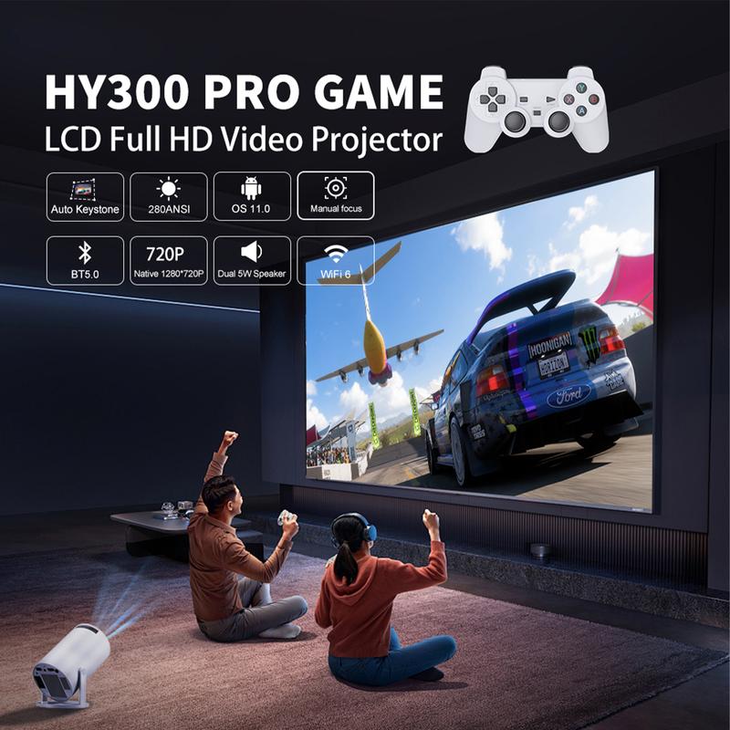 4K Game Projector with Two Game Consoles,Portable Projector WiFi6, Automatic Correction, 270° Rotatable Compatible with iPhone projector Audio