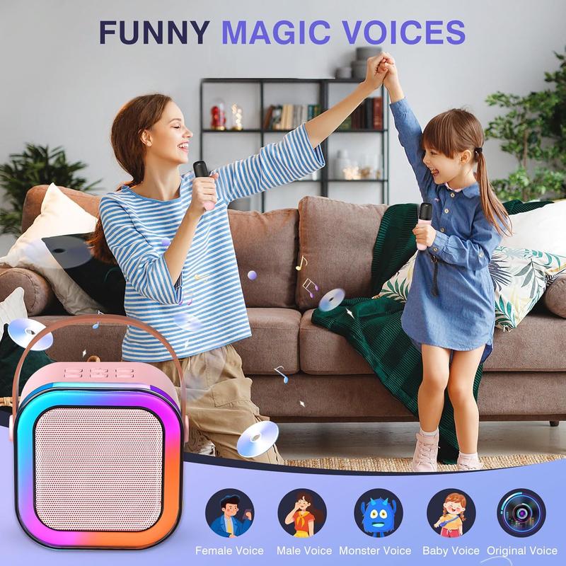 Portable Wireless Karaoke Speaker with Microphone,Stereo Sound Subwoofers, KTV Speaker Subwoofer with RGB Colorful LED Lights, Karaoke Machine Sound System for Outdoor Sports Travel, Room Accessories, Audio Device wireless speaker