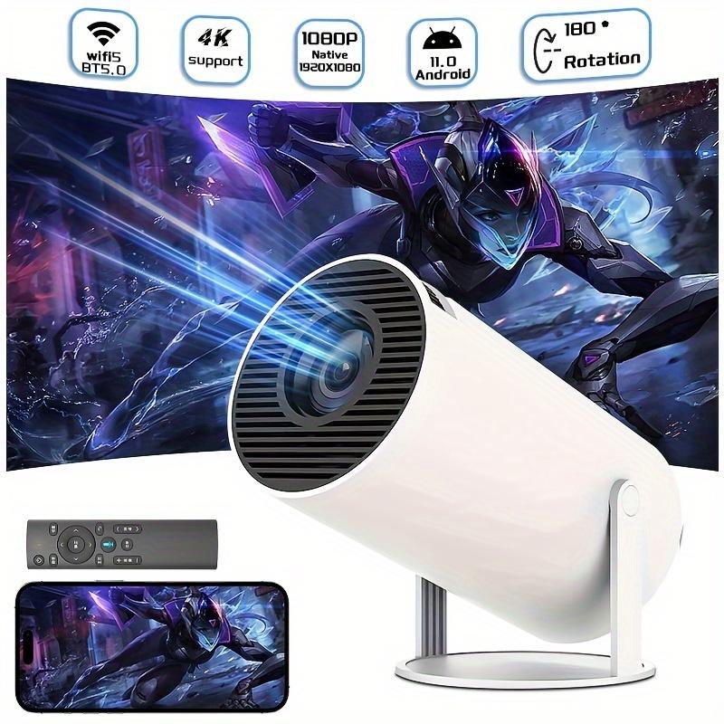 HY300 PRO Full HD Audio Projector, 4K Support, Android 11.0, 200-499 ANSI Lumens, 180° Adjustable Projection, Wi-Fi, LCD Display, USB Powered, Button Control, 4:3 Aspect Ratio, Home and Outdoor Cinema