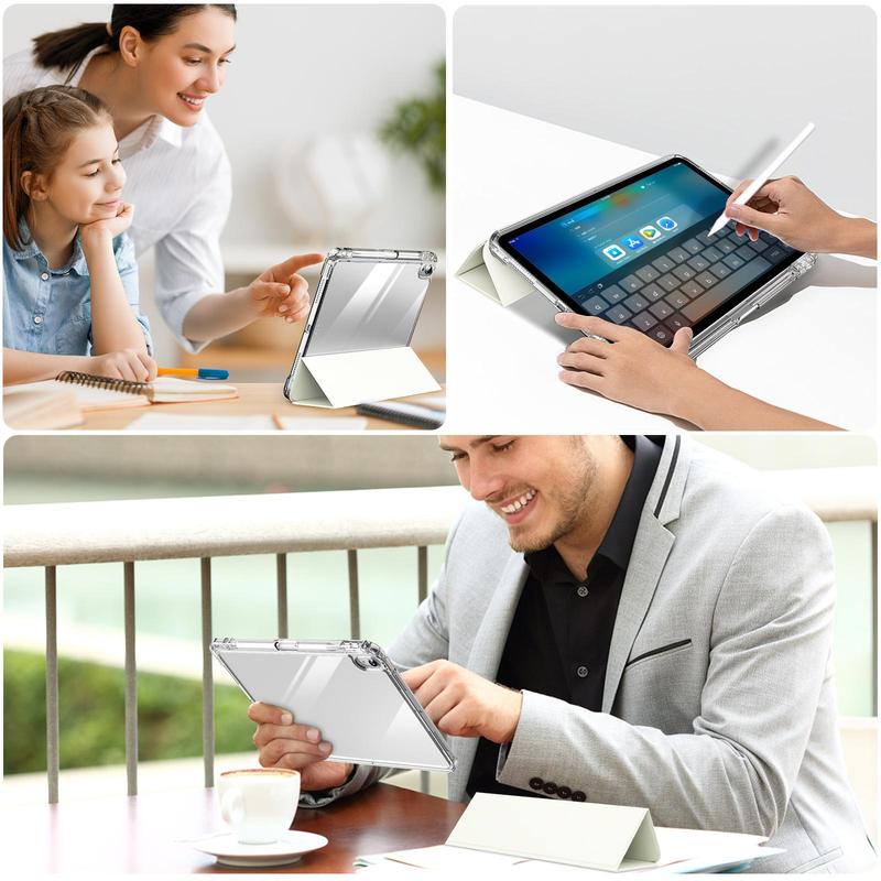 Clear Tablet Case with Pen Holder, 1 Count Removable Magnetic Cover, Vertical Stand Tablet Case Compatible with iPad