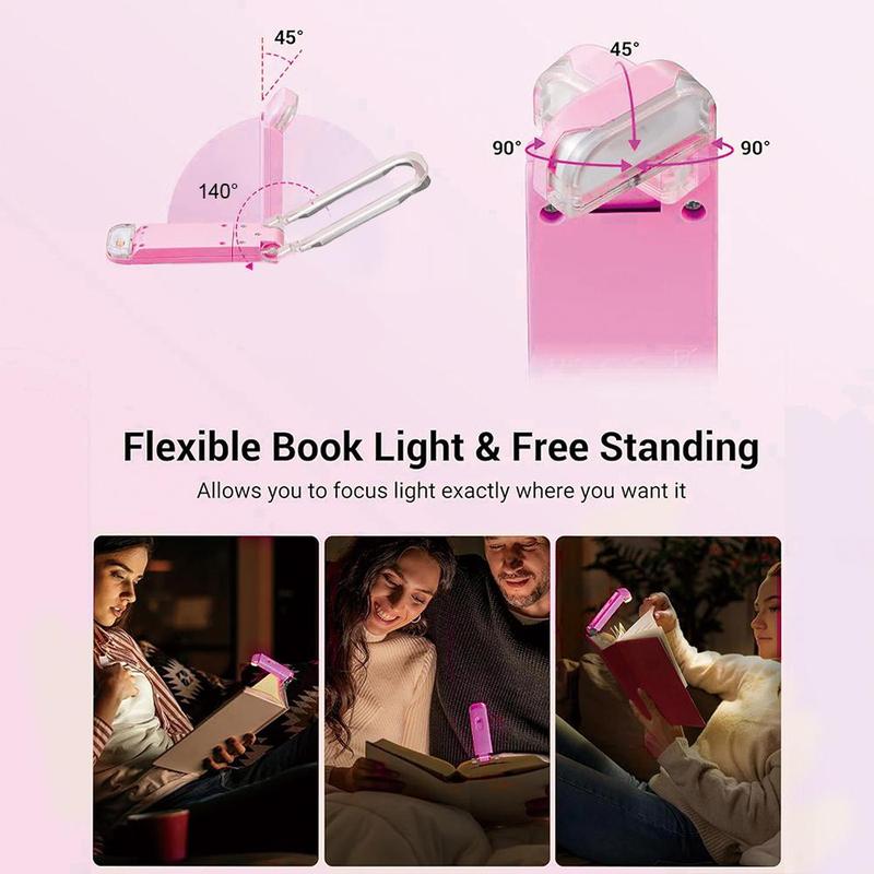 USB Rechargeable Book Light, 1 Count LED Clip on Portable Bookmark Light, Brightness Adjustable Eye-protection Bookmark Light for Reading in Bed, Car