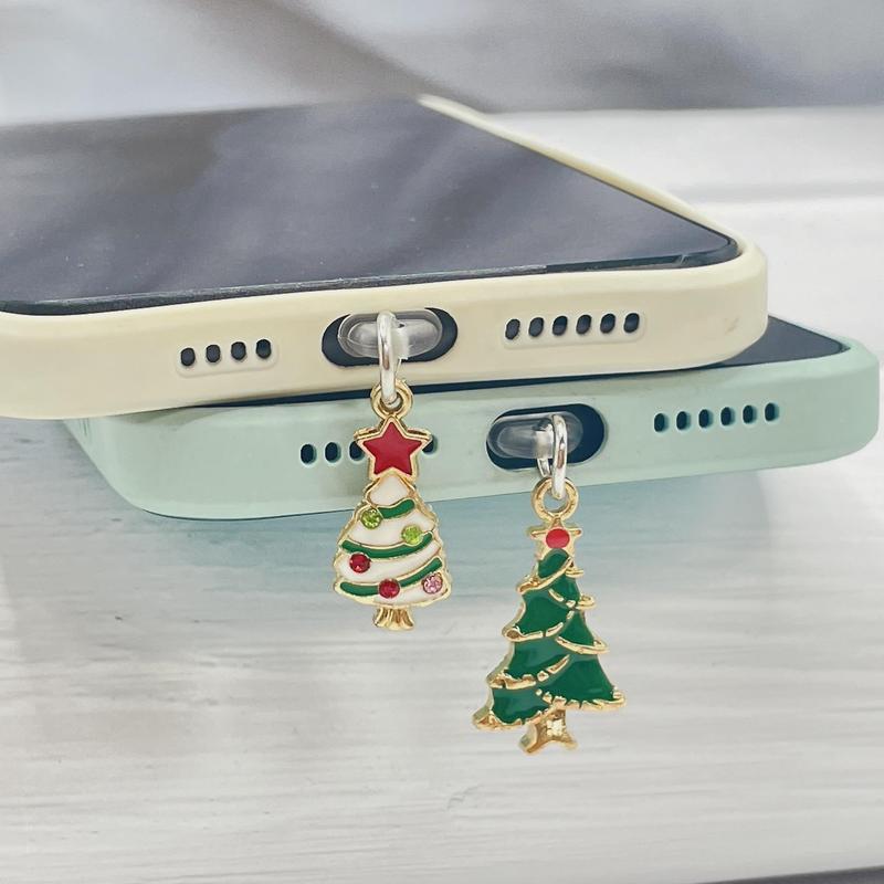 Cute Christmas Tree Design Phone Charging Port Dust Plug, Creative Design Phone Charging Port Dust Plug, Mobile Phone Accessories for Women & Girls