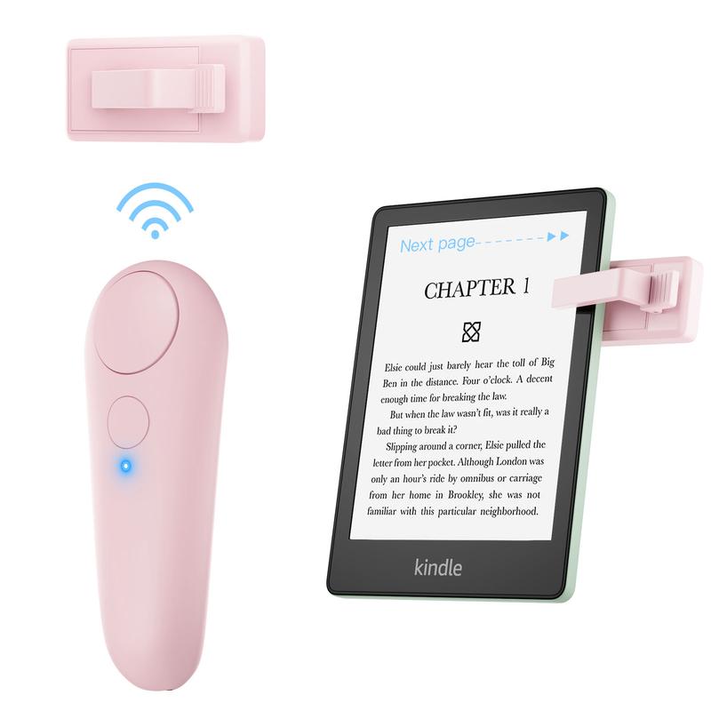 Wireless Page Turner for Kindle, Kindle Clicker, Kindle Handsfree, Remote Control Page Turner for iPad Reading, Rechargeable Turner for iPhone Android Tablets Ebook Reading Articles or Novels, Kindle Accessories, Kindle Accessory Pink