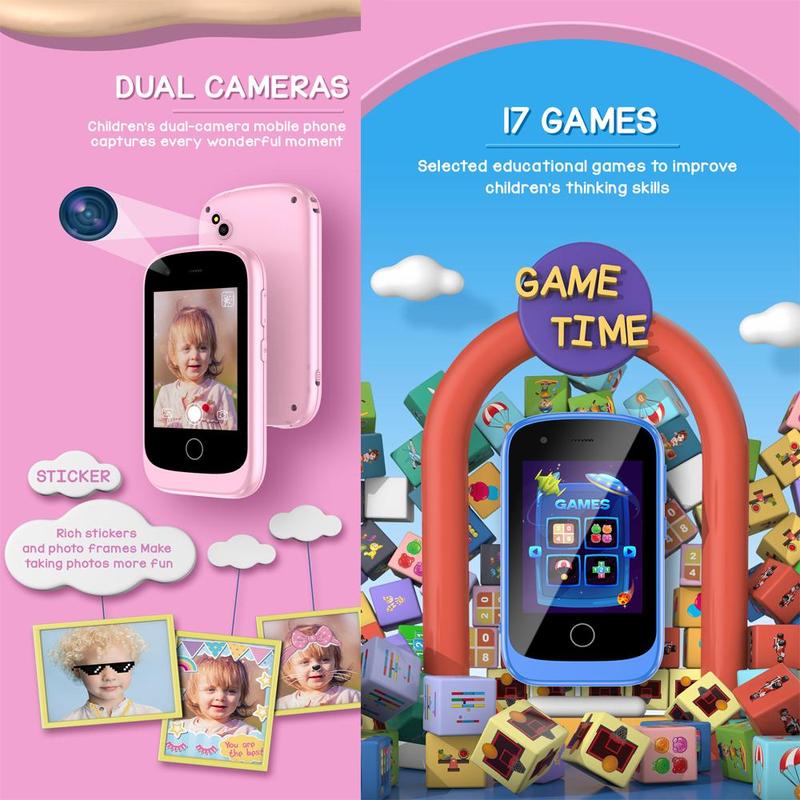 KGG Smartphone Interactive Toy, Dual Camera Smartphone with Educational Games, Ideal Birthday Gift, Touch Screen Gaming Phone for Learning Entertainment