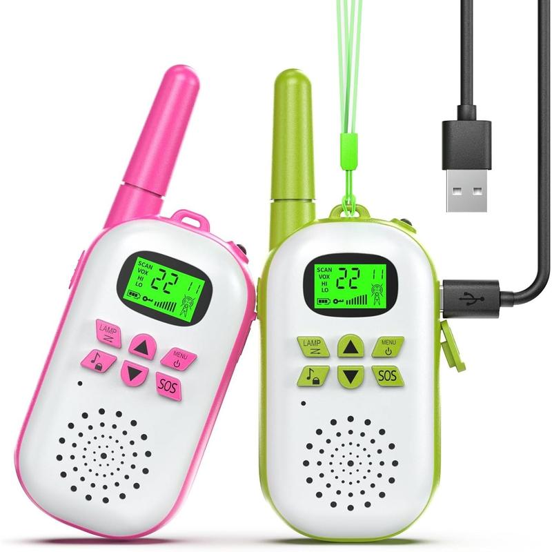 Walkie Talkies for Kids Rechargeable, 48 Hrs Working Time 3 Miles Range 22 Channels 2 Way Radio, Birthday Gifts for Boys Girls,Family Games Outdoor Hiking Camping,3-12 Years Old Toys 2 Pack