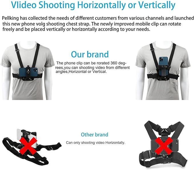 Mobile Phone Chest Mount Harness Strap Holder Cell Phone Clip Action Camera POV for Samsung iPhone Plus etc