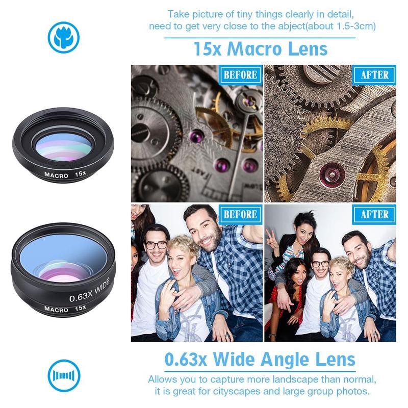 APEXEL 10 in 1 Mobile Phone Lens Kit, Macro Lens & Wide Angle Lens & Fisheye Lens & Telephoto Lens & CPL Flow Radial Star Filter Lens & Kaleidoscope 3 6 Lens, Suitable for iPhone, Samsung, Xiaomi, and All Smartphones