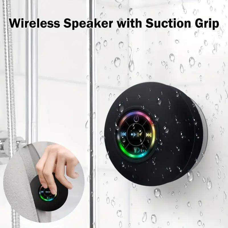 Waterproof Mini Bluetooth Shower Speaker with LED Light, Wireless Portable Speakerphone for Home and Shower, christmas 2024 ornament Audio Smartphone christmas 2024 ornaments