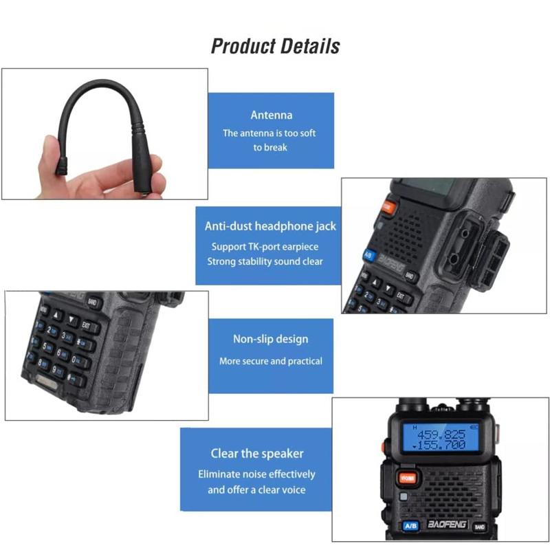 Baofeng UV-5R Two Way Radio Dual Band 144-148 420-450Mhz Walkie Talkie 1800mAh Li-ion Battery(Black) Portable wallets Audio Lcd