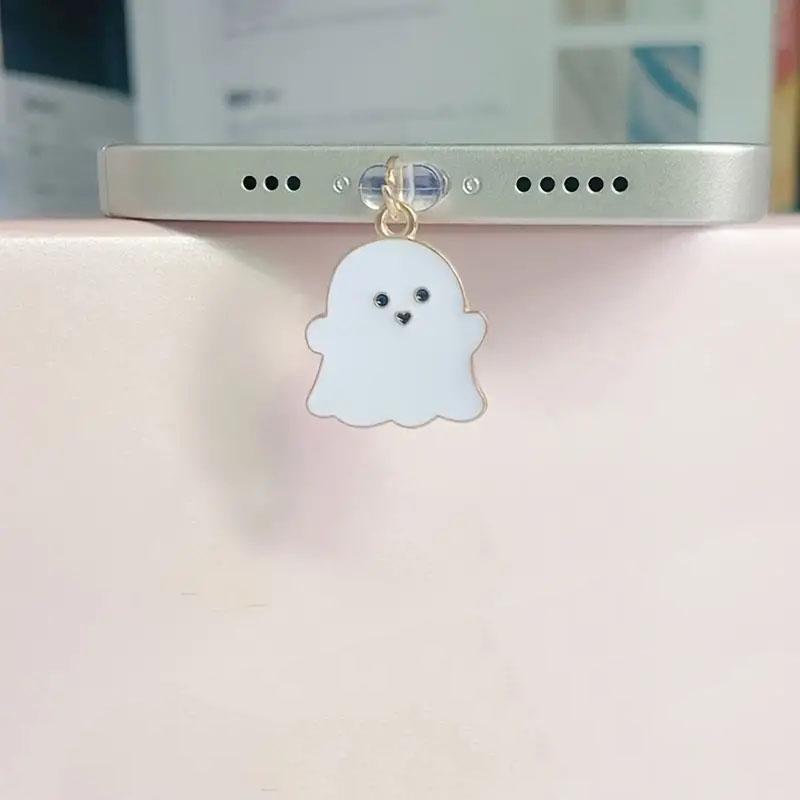 Cute Ghost Design Phone Dust Plug, 1 Count Phone Dust Plug Charm, Phone Accessories for iPhone & Samsung Galaxy Type-C Interface