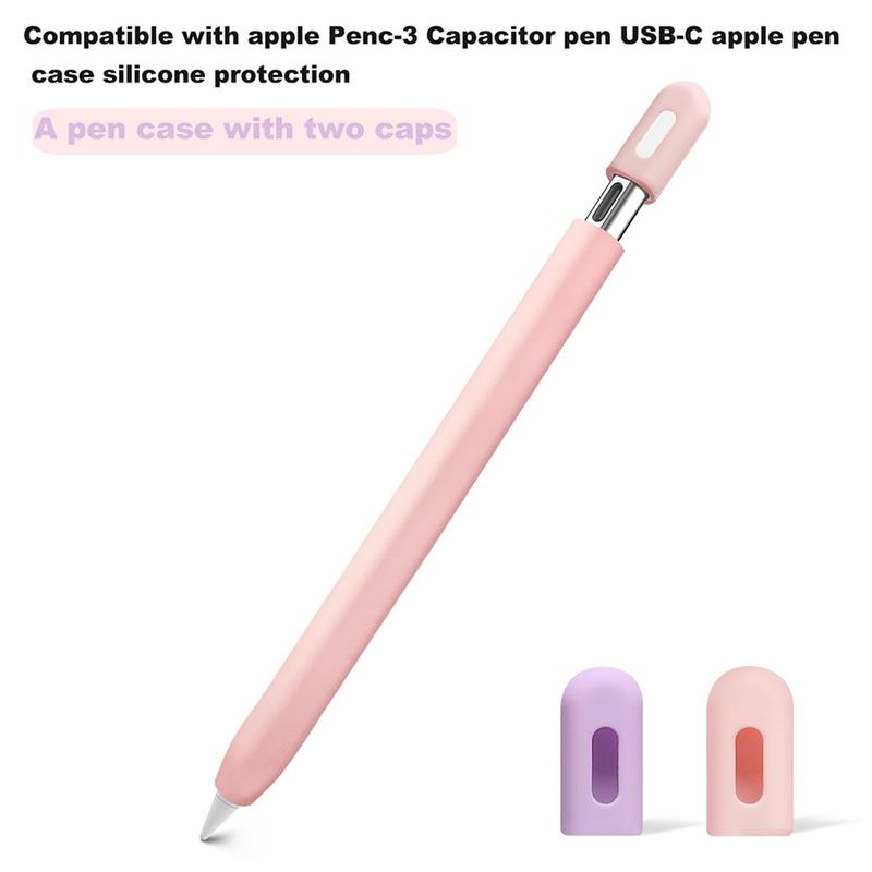 Silicone Protective Case for Apple Pencil, Anti-fall Silicone Protective Cover with 2 Counts Pen Caps, Tablet & Computer Accessories