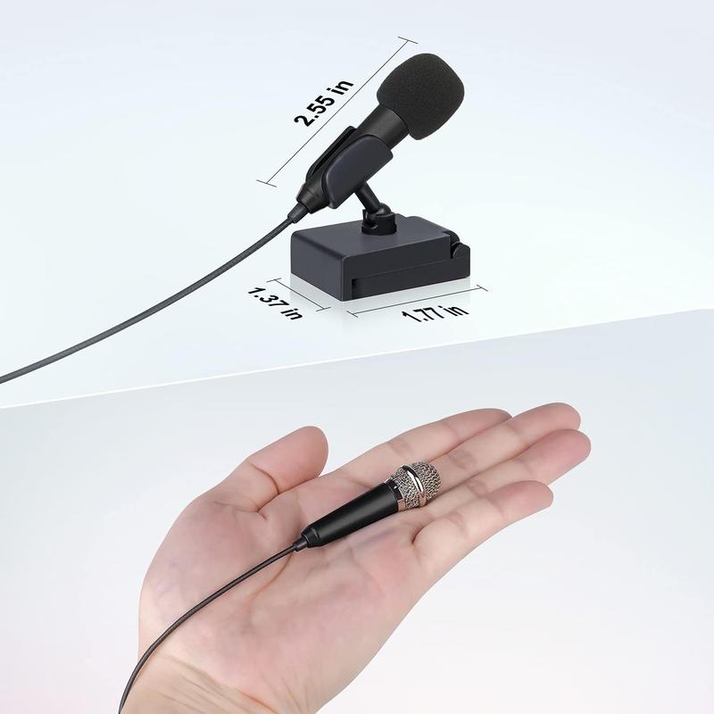 Mini Portable vocal trument microphone for voice video recording singing, vlogging, podcasting, tiny microphone for iPhone android phone computer latop notebook tablet iPad (black) Adapter Audio